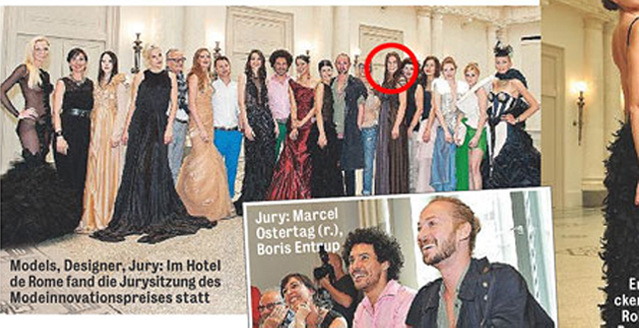 ROHMY Couture in der Super Illu / Daphne Dress im Hotel de Rome Berlin beim Innovationspreis für Abendmode-Vorentscheid 2012