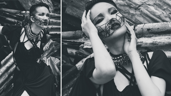Photographer: Cornelyus Tan / Dress: ROHMY / Necklace (used as mouthcage): Work of Mind Fashion and Jewelry available at GNOSSEM Singapore  Styling by the M.O.D.A. Magazine team