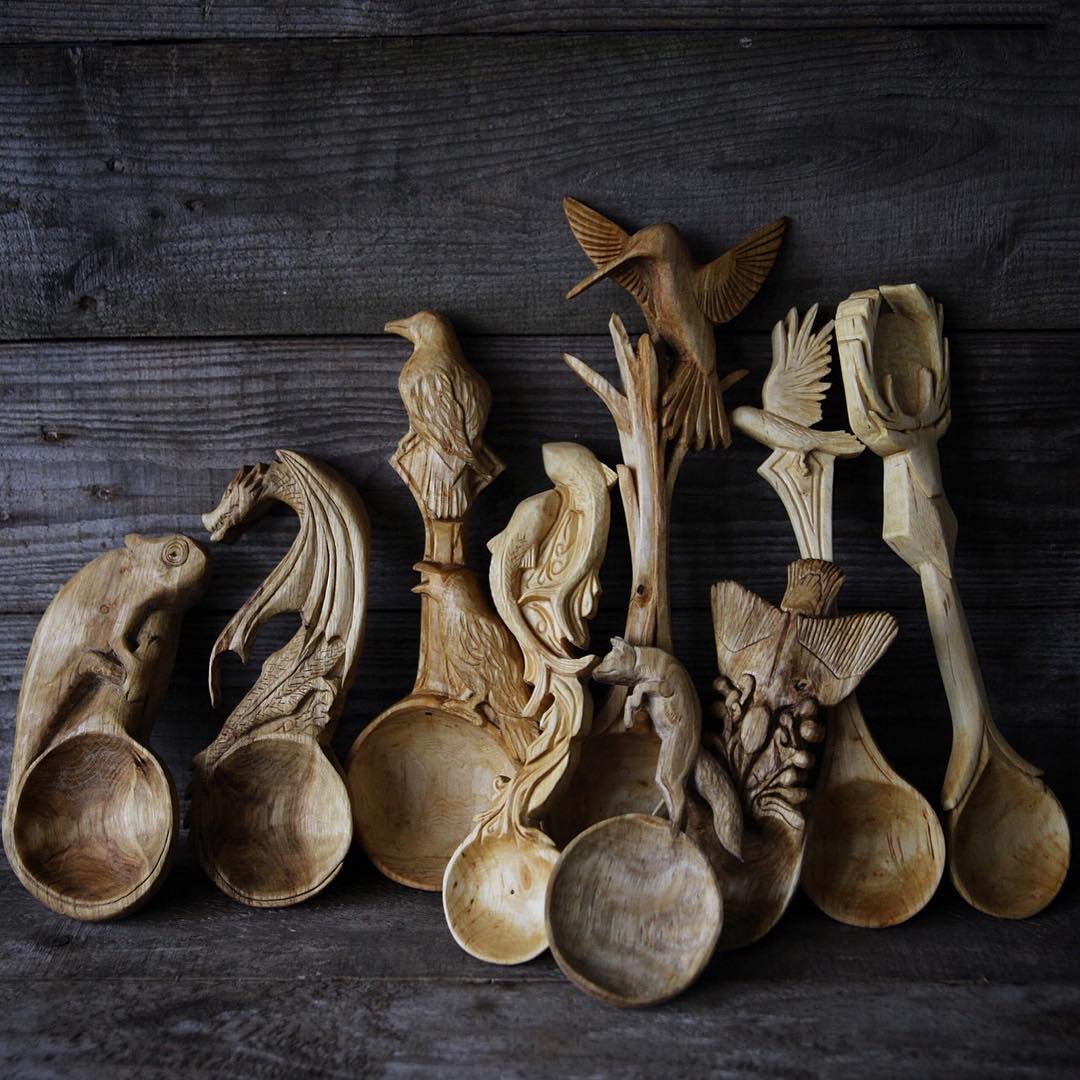 Hand carved spoons by Giles Newman / via allaboutrohmy.com