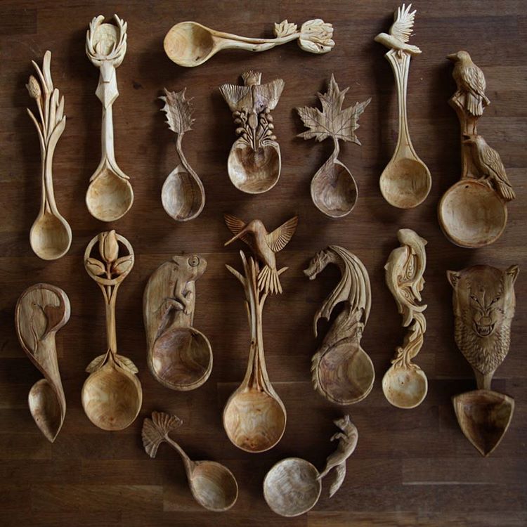 Hand carved spoons by Giles Newman / via allaboutrohmy.com