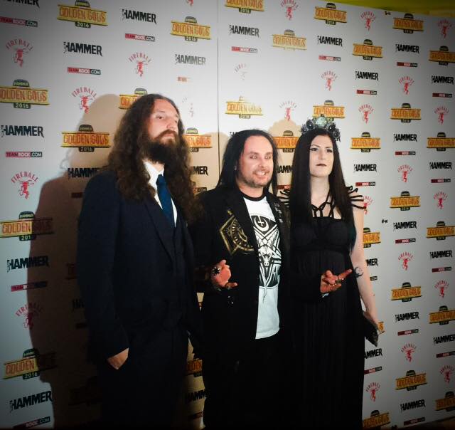 Schoolcraft (Cradle of Filth) & Myrkur both looking amazing dressed in german brand ROHMY Couture at Metal Hammer Golden Gods Awards 2016! Lindsays Headpiece is by Hysteria Machine