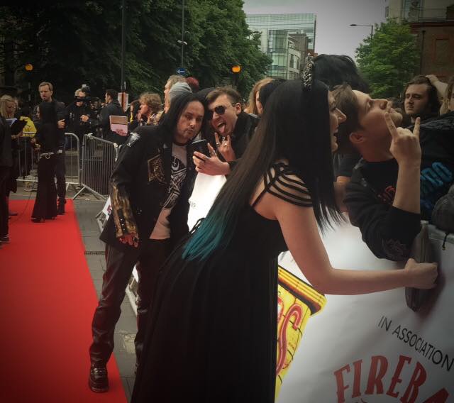 Schoolcraft (Cradle of Filth) & Myrkur both looking amazing dressed in german brand ROHMY Couture at Metal Hammer Golden Gods Awards 2016! Lindsays Headpiece is by Hysteria Machine