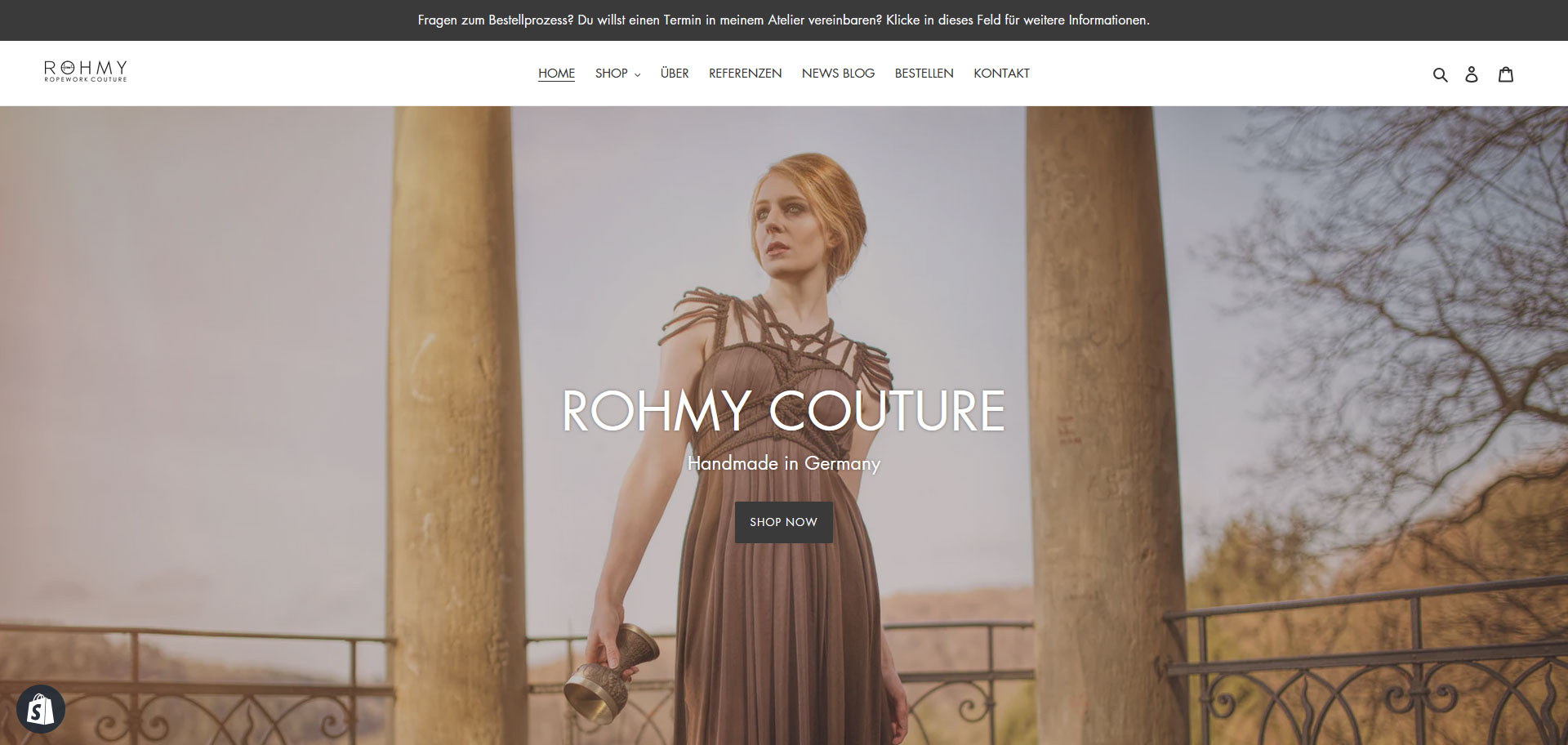 Screenshot neue Website ROHMY Couture