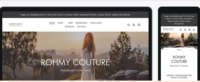 Screenshot neue Website ROHMY Couture